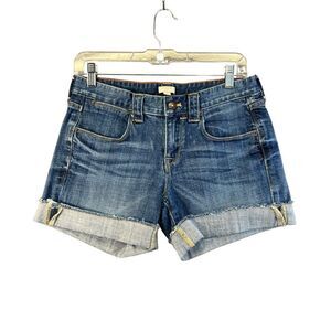 J.Crew Denim Shorts Stretch Cuffed Hem Casual Everyday Blue Size 2
